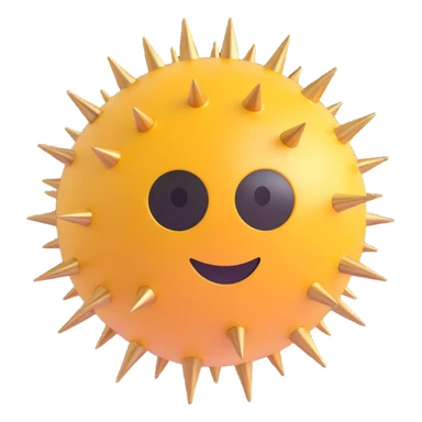 shiny and round spiked ball with metallic spikes, 3D emoji style sticker