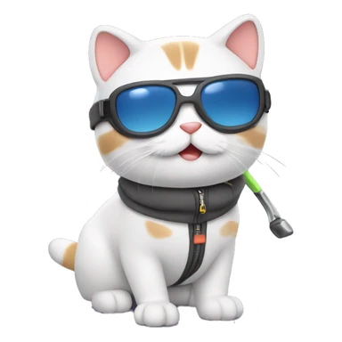 Cute cat skiing  sticker