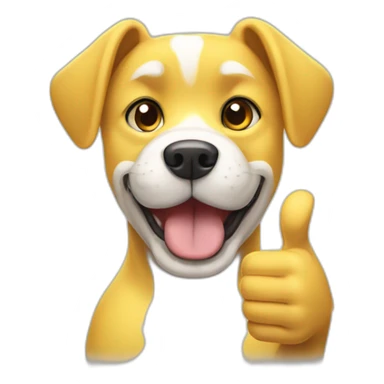yellow and white dog with muscles and thumbs up showing the whole body with thumbs up gesture sticker