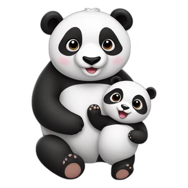 Panda with baby panda sticker