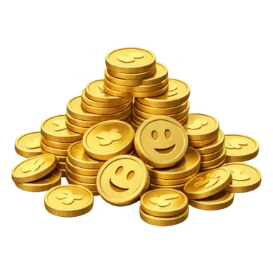 small pile of gold coins, 3D emoji style, shiny gold, no symbols, no text,  sticker