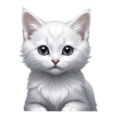 Cinematic Kitten, Ultra realistic 32k HD, Breathtaking piece of art, rim lighting, hauntingly beautiful art, mostly greyscale, Balanced features, highly detailed digital artwork, glowing with silver light, glowing, high shine, deviant adoptable, highly detailed clothing, remembrance, a painting of white silver, fanciful, enchanting, ghostly, embodying the essence of both reality and fantasy, dreamy, dreamy glow, optical illusion, immaculate composition, complex pose, air composition. The image is so lifelike that it feels as though it could leap off the canvas at any moment sticker