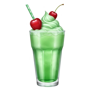 ice cream light green soda on a glass with ice cherry on top sticker