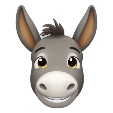 donkey giving a dork smile with big white teeth and tired looking eyes sticker