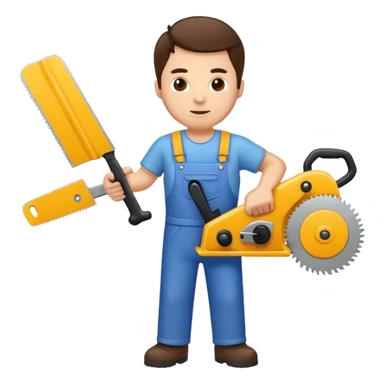 man with a saw sticker