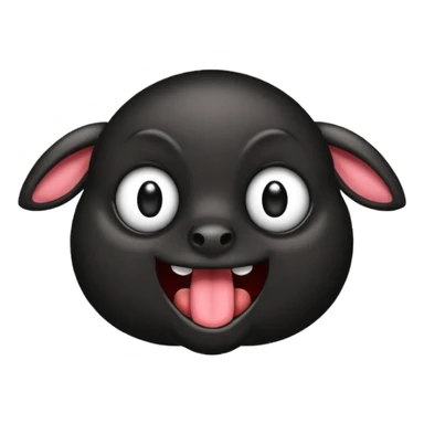 Oveja negra de cuerpo entero sacando la lengua en actitud de risas sticker