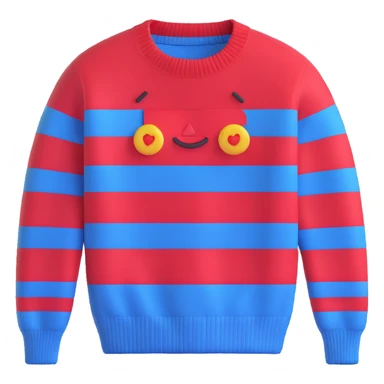 sweater with blue and red horizontal stripes, 3d emoji style sticker