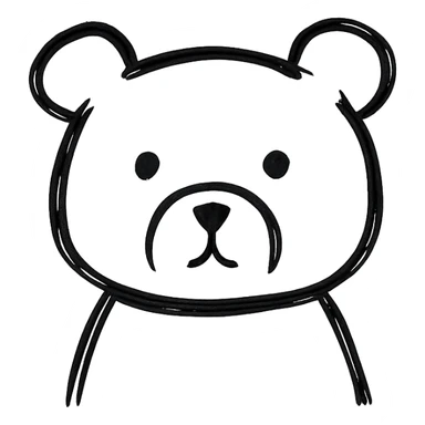 simple bear icon, minimalist and bold, clean black outlines, no fill, modern icon style sticker