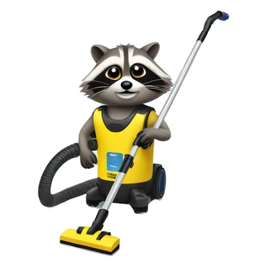 raccoon with a Karcher vacuum cleaner sticker