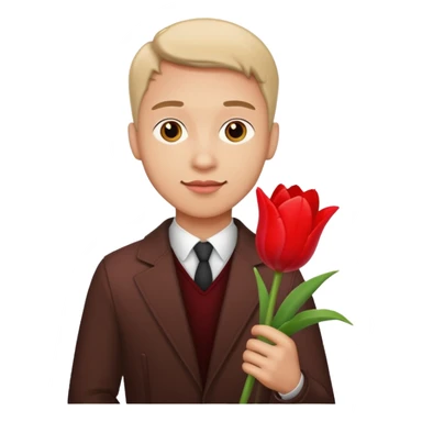 Guy in love with a girl with a tulip in his hand sticker