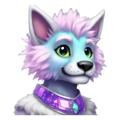Furry, sparkle, iridescent, colorful, pastel, edgy, cool, fantasy beautiful, divine, animal, anthro, full body, fursona, protogen sticker