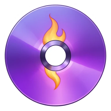 A minimalist CD disc with a subtle fire design, purple fire. sticker
