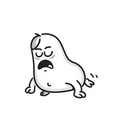 an exhausted tater tot, dark circles under eyes, hand-drawn doodle style sticker