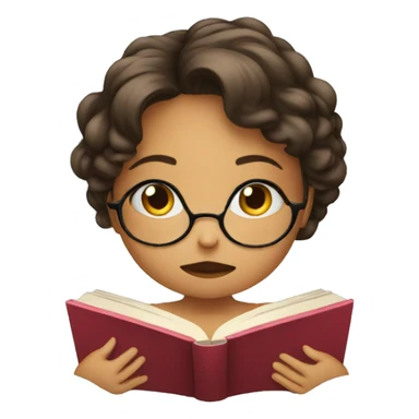 A girl glaring at a book  sticker