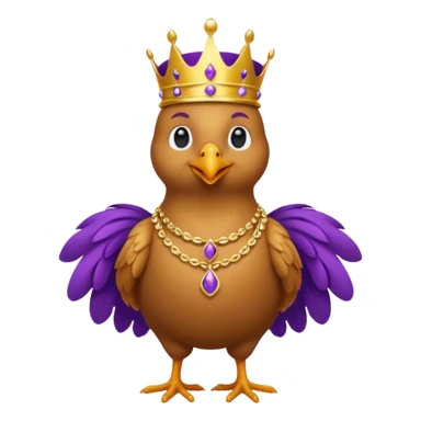 chicken King, standing, with crown, royal purple cloth, necklace, sticker