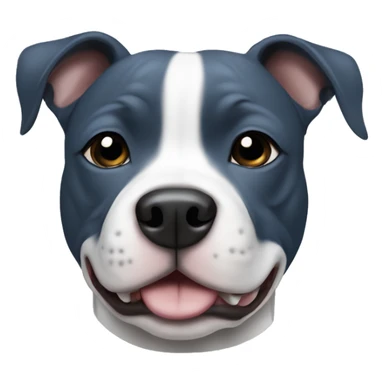 Small blue  Staffordshire bull terrier with a white j on his chest sticker
