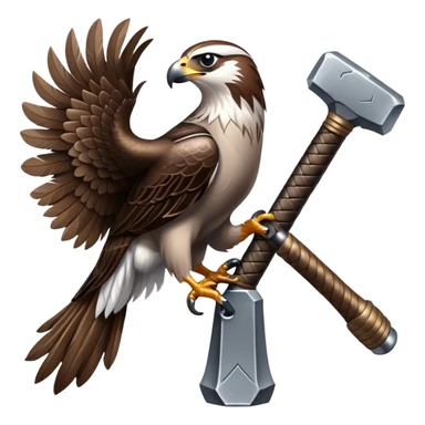falcon perched on the handle of thor's  sticker