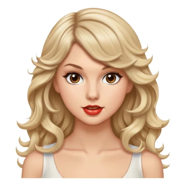 Blonde model with brown eyes, long wavy hair, Taylor Swift sticker