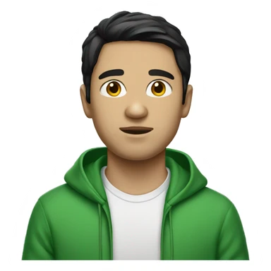 Black-haired white guy in green hoodie  sticker