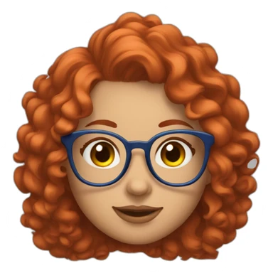a curvy girl with curly red hair and blue glasses winking sticker