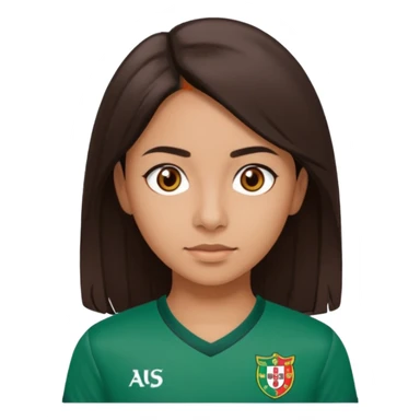 morena, cabelo liso, olhos castanho, nariz pequeno e blusa do sporting clube de portugal  sticker
