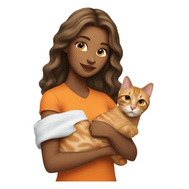 pretty woman holding tabby orange cat sticker