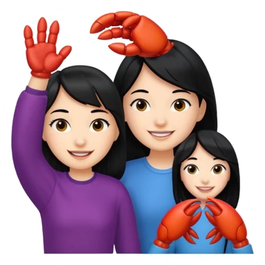 a lobster claw high five a girl with black hair sticker