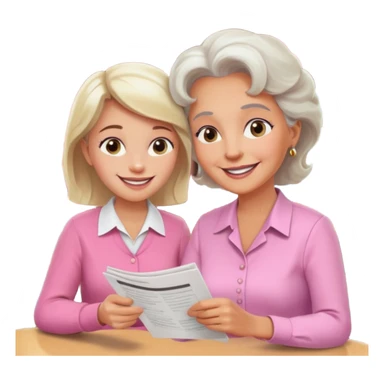 conversación dentro de un restaurant  dos personas y una de las persoans sea una abuela y el otro un adulto de 27 años sticker