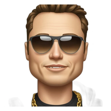 Elon musk with sunnglass and 50 cent chains sticker