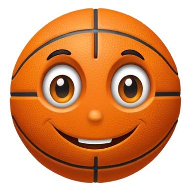 A basketball with a cute smiling face and big eyes sticker