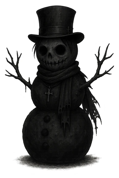 goth black snowman, no background sticker