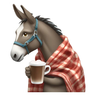 Horse riding donkey wearing a blanket drinking hot coco sticker