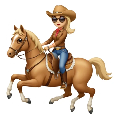 Cowgirl with sunglasses riding a horse  sticker