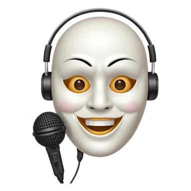 smiling mask with a microphone sticker