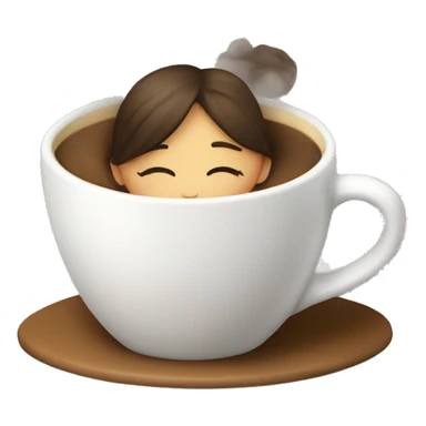 a girl is sleeping in a cup of coffe sticker