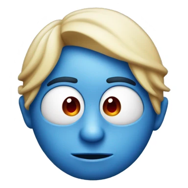 Blue face emoji that is cute with red cheeks and is hiding something (being sly) sticker