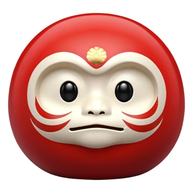 daruma doll, Round body, smooth glossy surface, red primary color with gold details. sticker