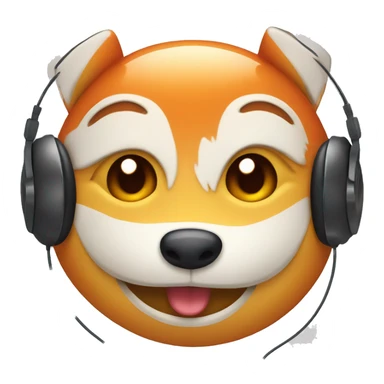 a winking smiley with red cheeks with fox ears and headphones sticker