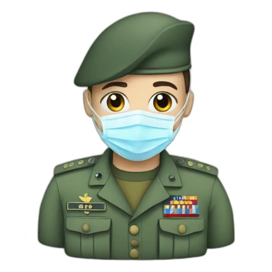 a military Headshot in a Medical masks sticker