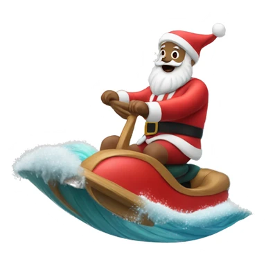 santa riding the waves  sticker