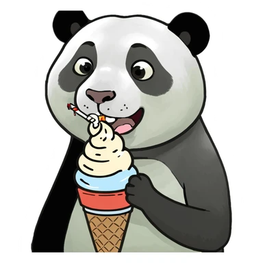 Panda eating ice cream sticker