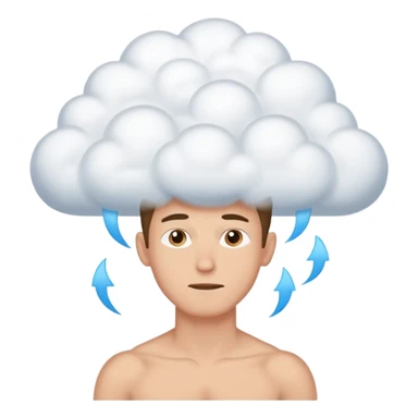 The skinny guy imagines himself getting stronger inside the cloud above his brain. sticker
