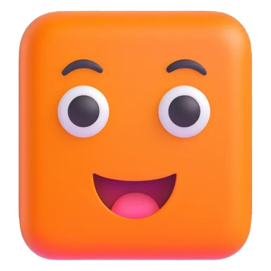 bright orange square emoji face with a very surprised expression sticker
