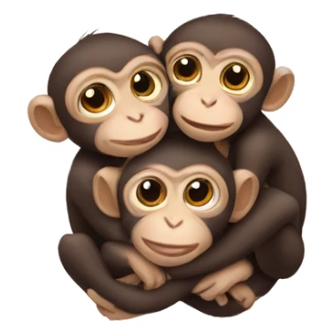 three baby monkeys hugging  sticker