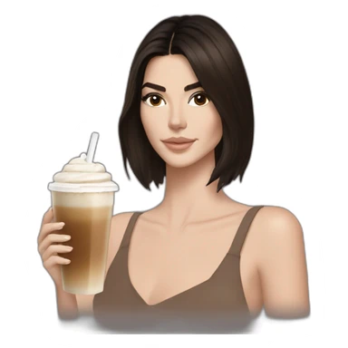 brunette Kendall Jenner holding ice latte sticker