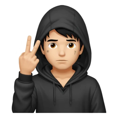 Moreno greñudo con capucha cuba la cara para el dedo del medio hombre pelo negro sticker