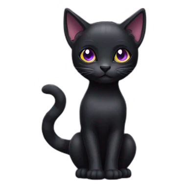 scaly black cat purple eyes tail sticker