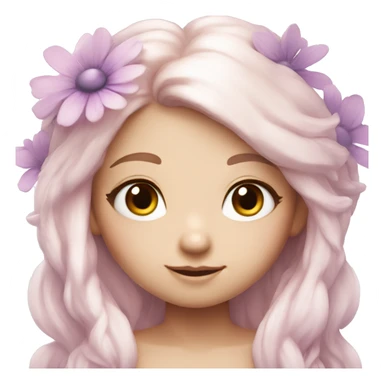 Beautiful, flower fairy, white long, light pink hair, big wings, white skin, light violet eyes  sticker