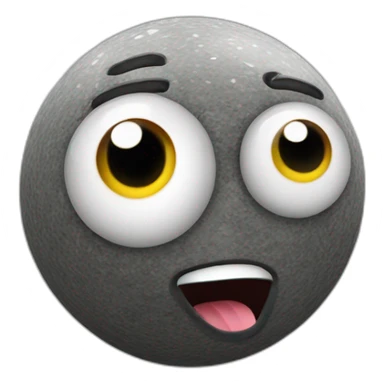 3d sphere with a cartoon diorite texture with big kind eyes sticker