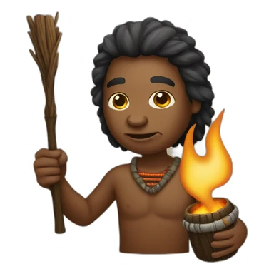 Aborigine hold fire torch sticker